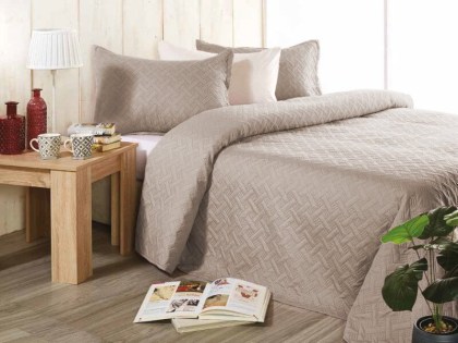 Κουβερλί Σετ Υπέρδιπλο Ανάγλυφο Camel Γαρύφαλλο | Garifallo.gr